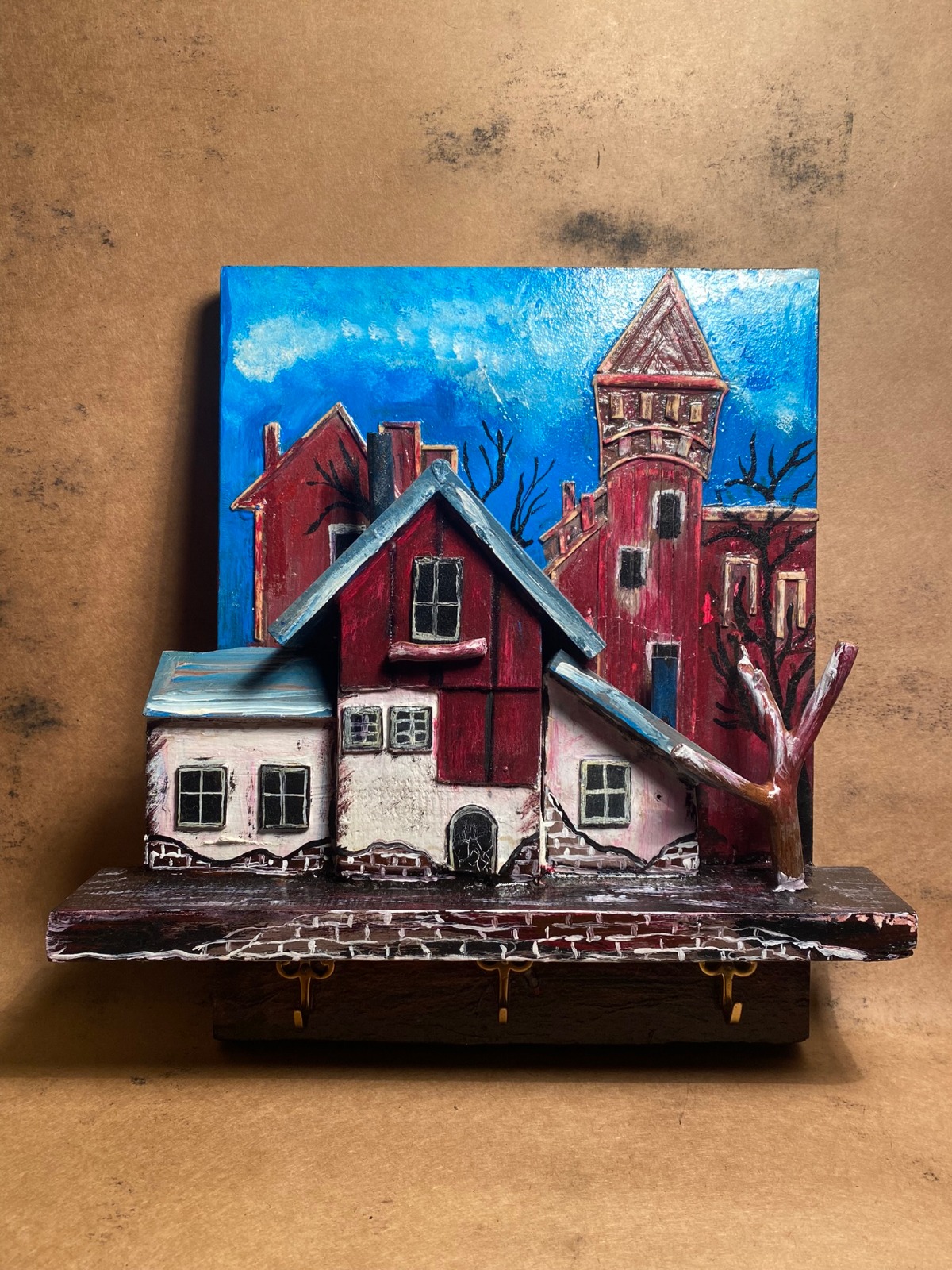 Palet Tahtası Evler Anahtarlık