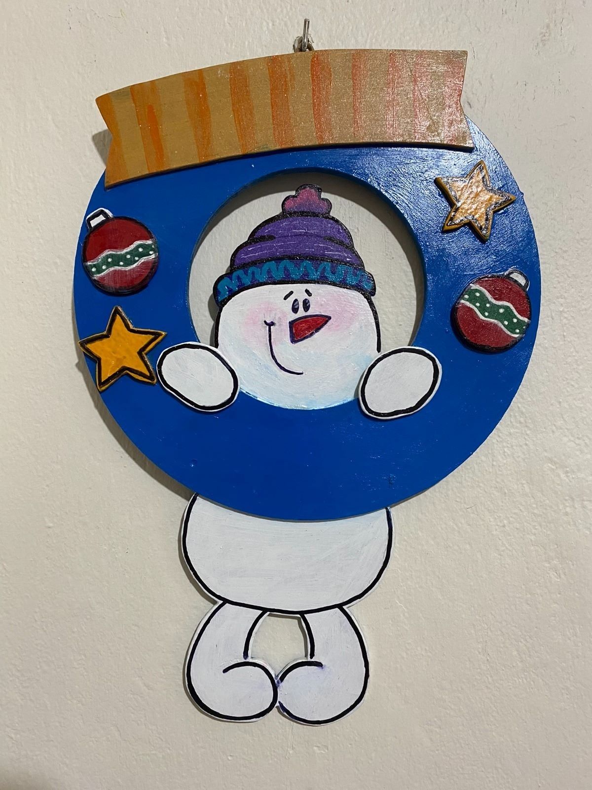 Kardan Adam Akrilik Boya Kapı Süsü