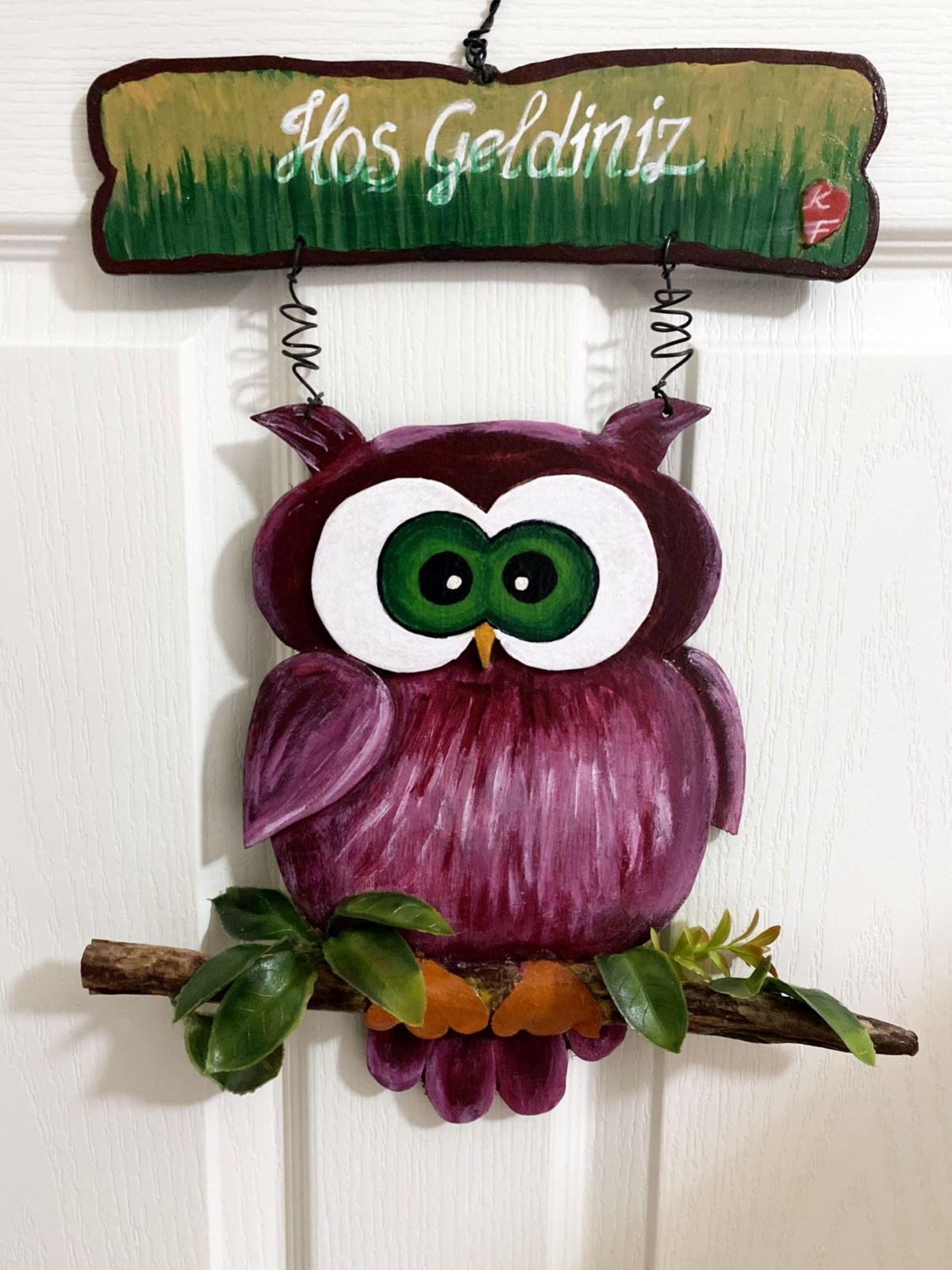 Baykuş Akrilik Boya Kapı Süsü