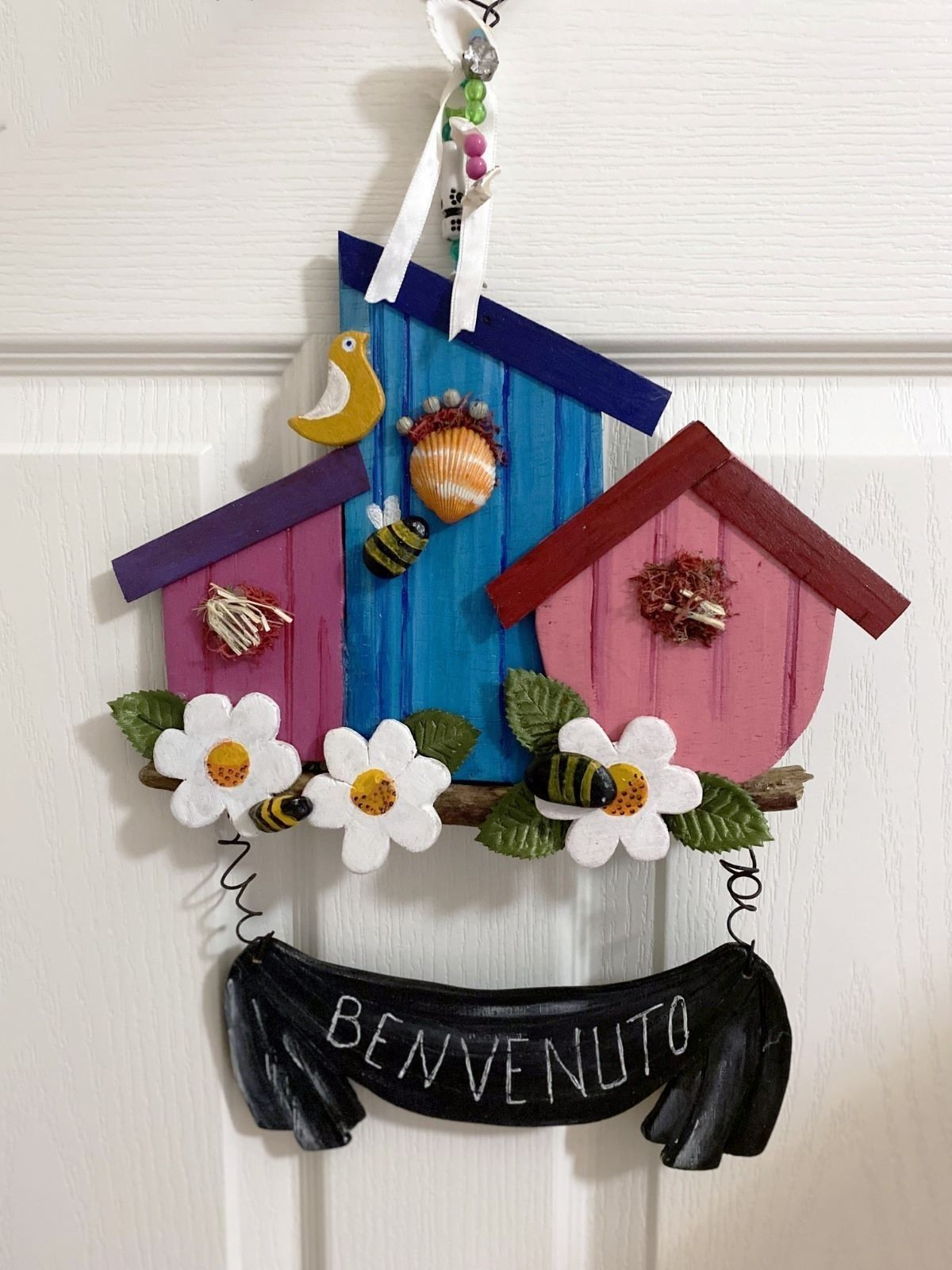 Kuş ve Arı Ahşap Kapı Süsü