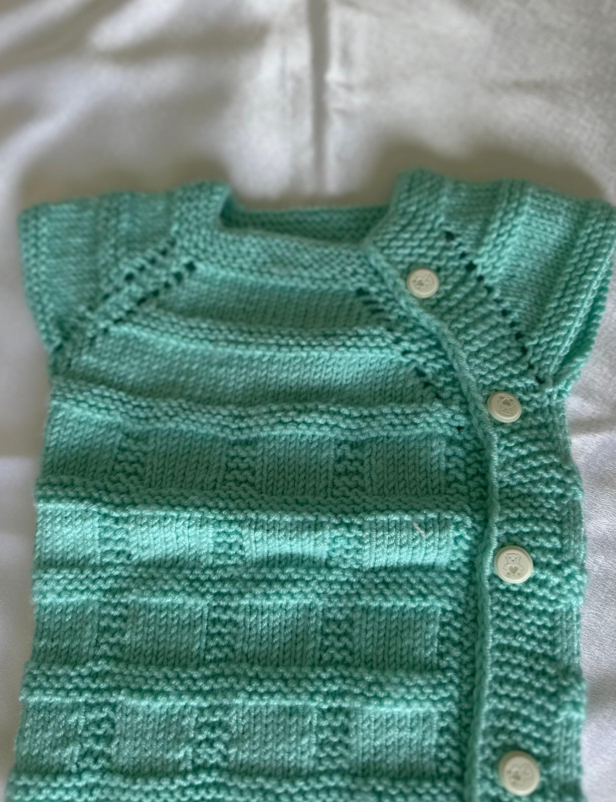 El Örgüsü Bebek Yelek Yeşil - (0-1 Yaş)