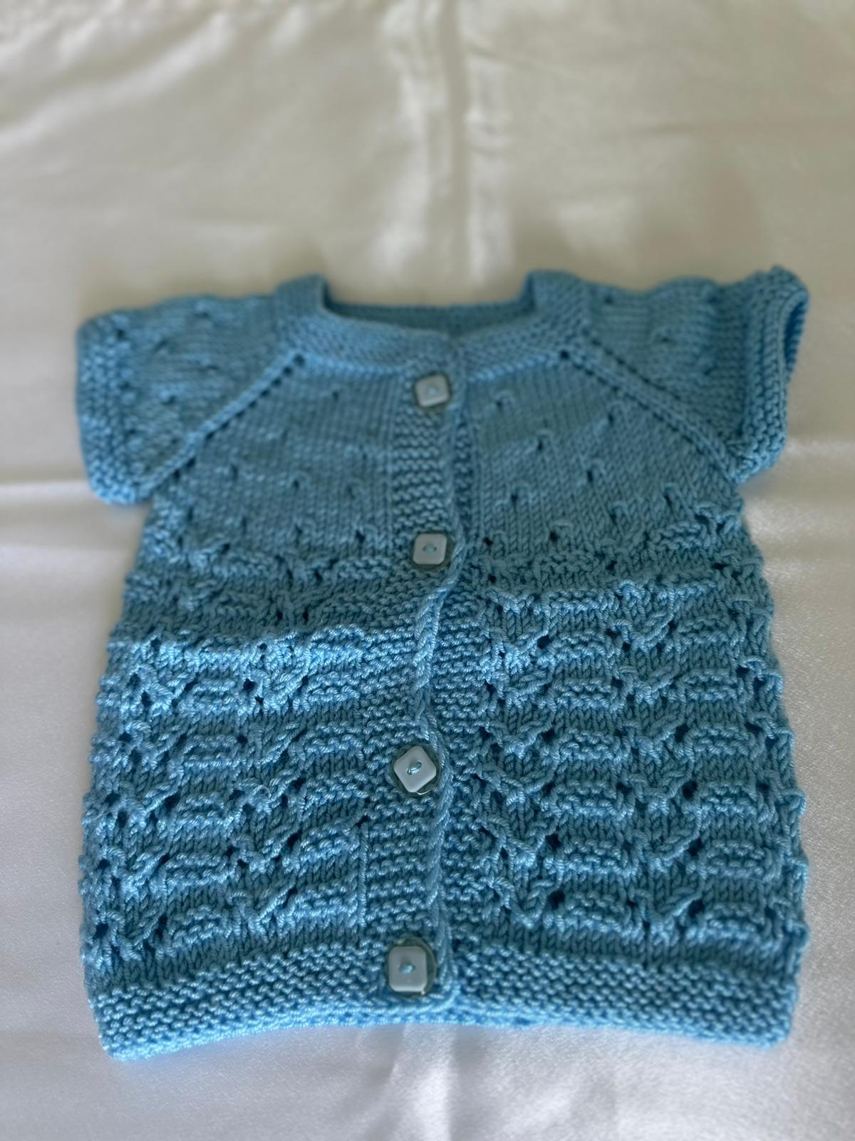 El Örgüsü Bebek Mavi Yelek -(0-1 yaş)