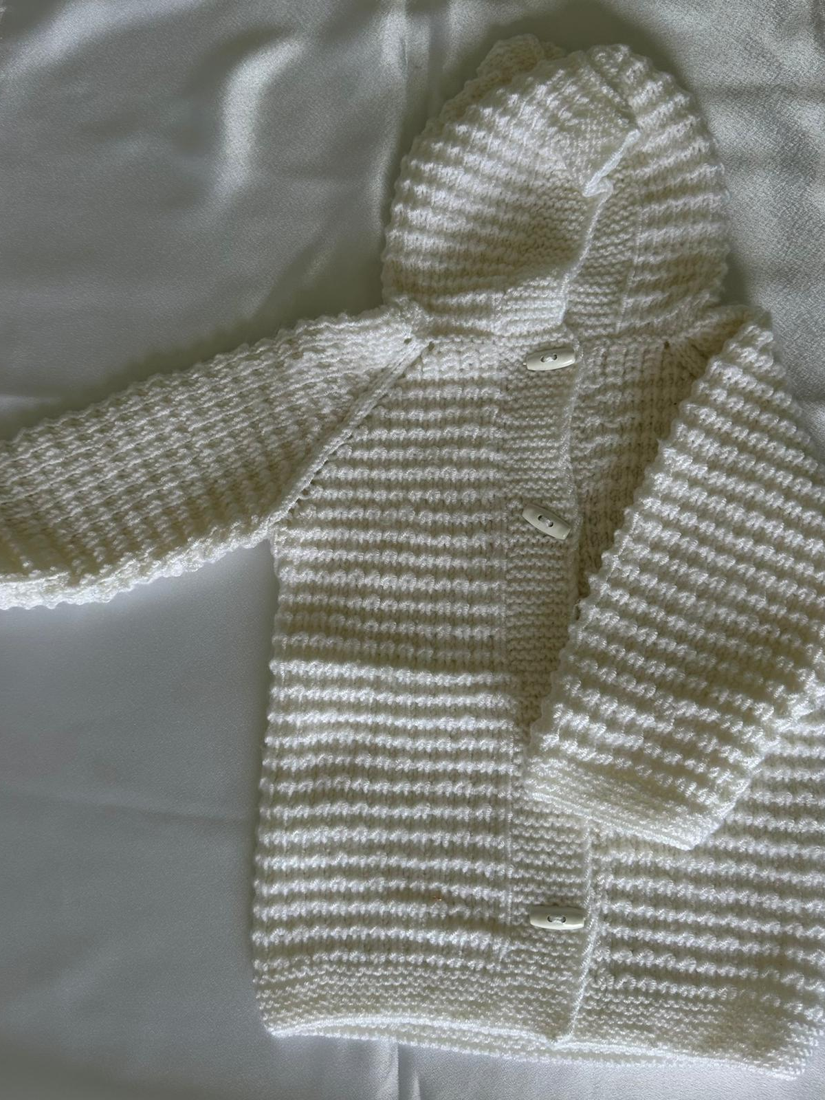 El Örgüsü Bebek Hırka Beyaz-(1-2 yaş)