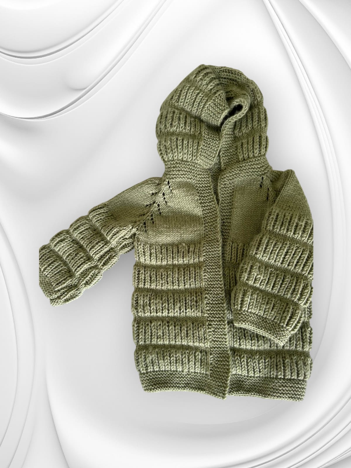 El Örgüsü Bebek Hırka- Yeşil (1-2 yaş)