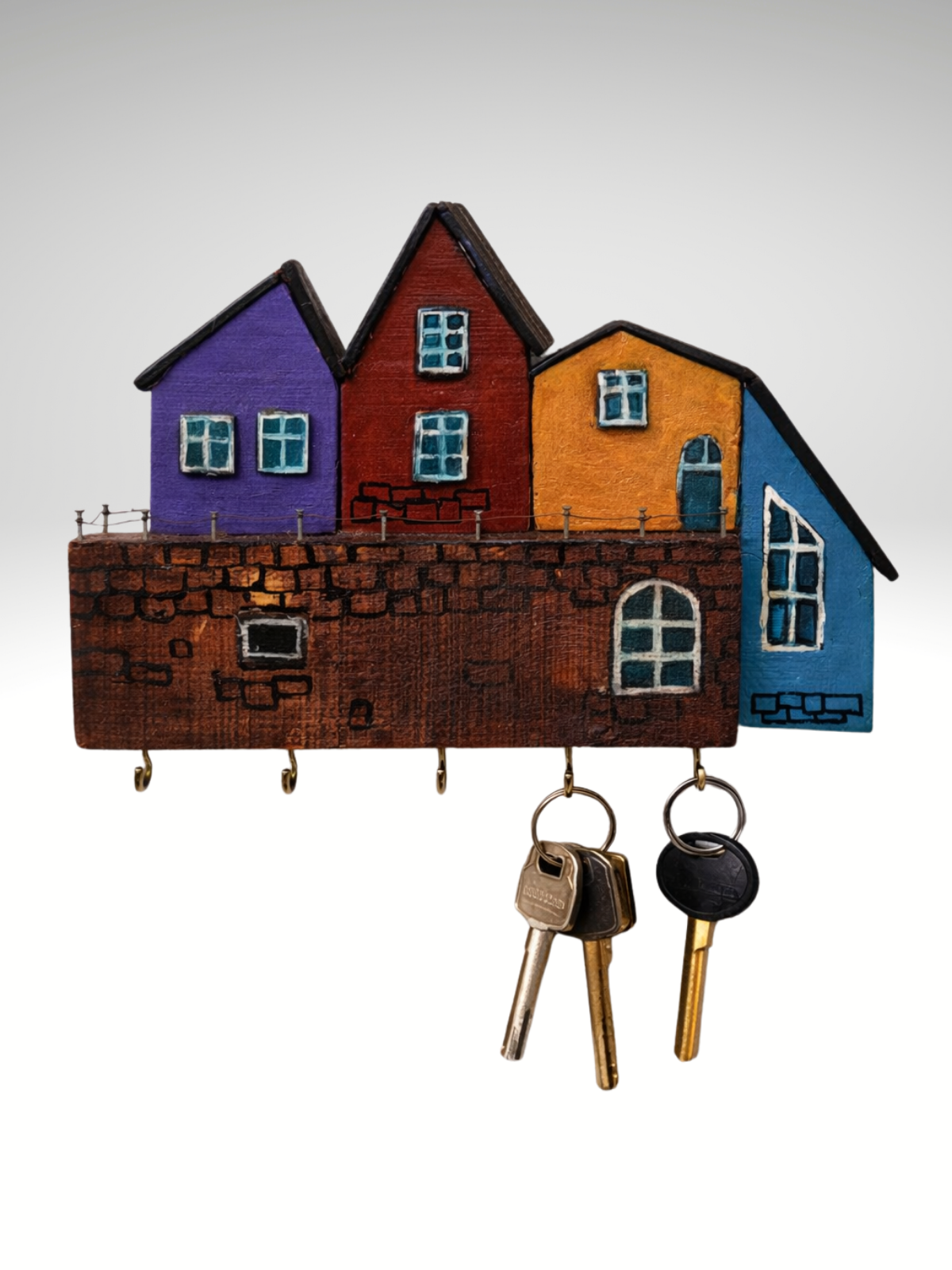 Renkli Sokaklar - El yapımı Anahtarlık Askısı