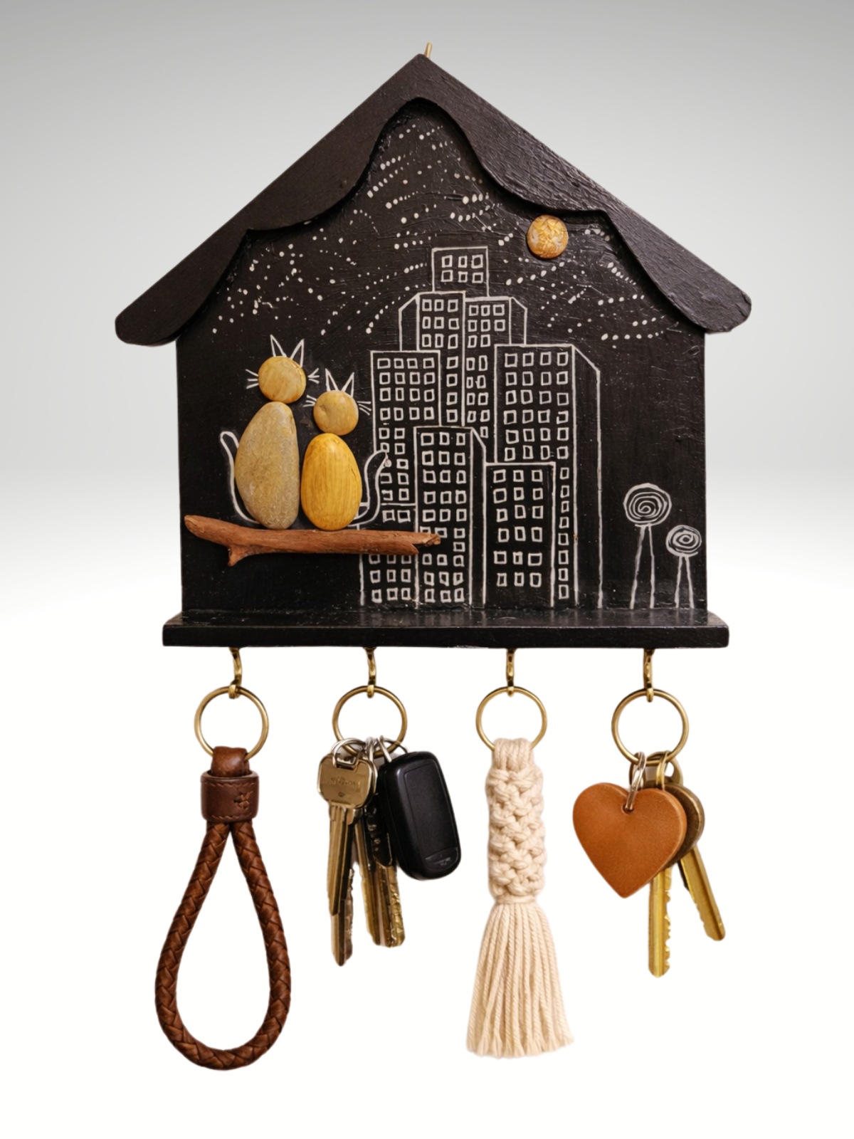 Ahşap Mdf Taş Boyama Gece Görüşü -Anahtarlık