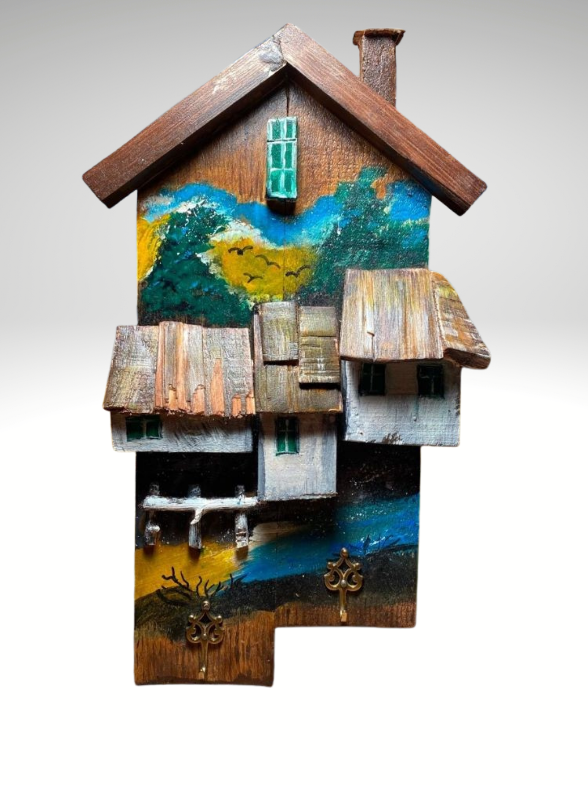 Dağ Evinde Gün Batımı-Anahtarlık