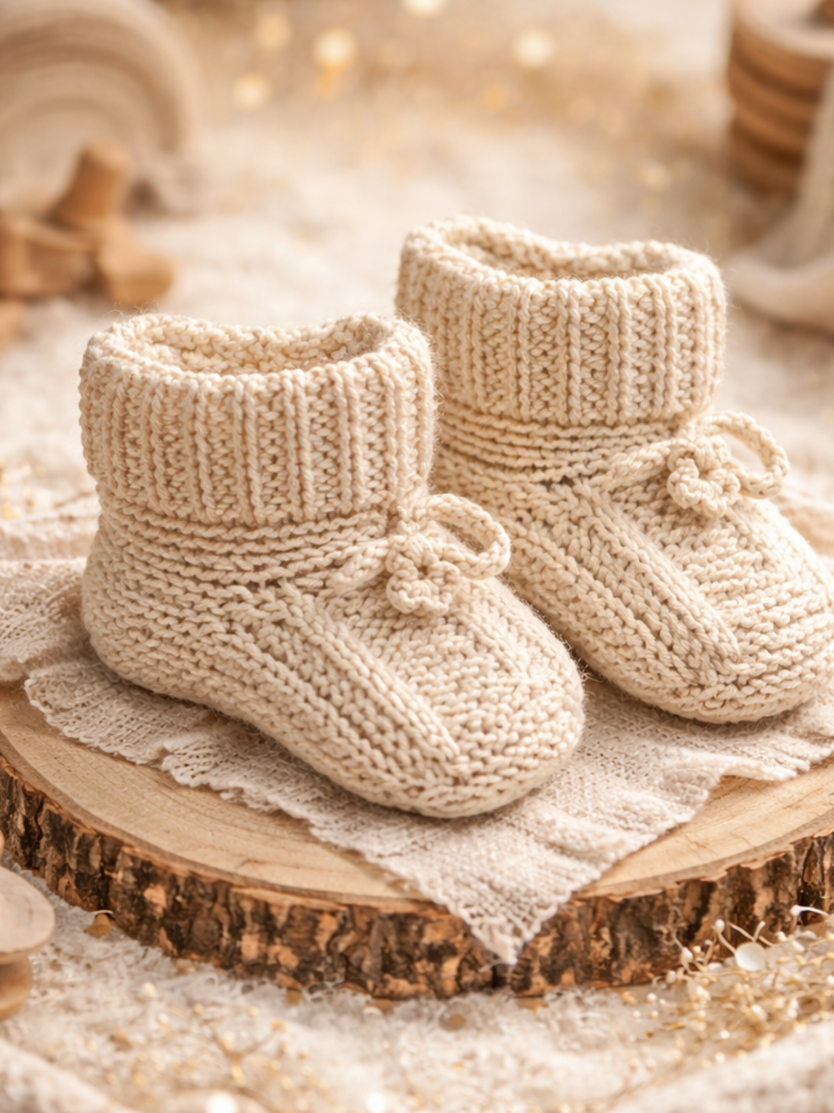 El Örgüsü Krem Sade Zarafet Bebek Patik 0-1 yaş