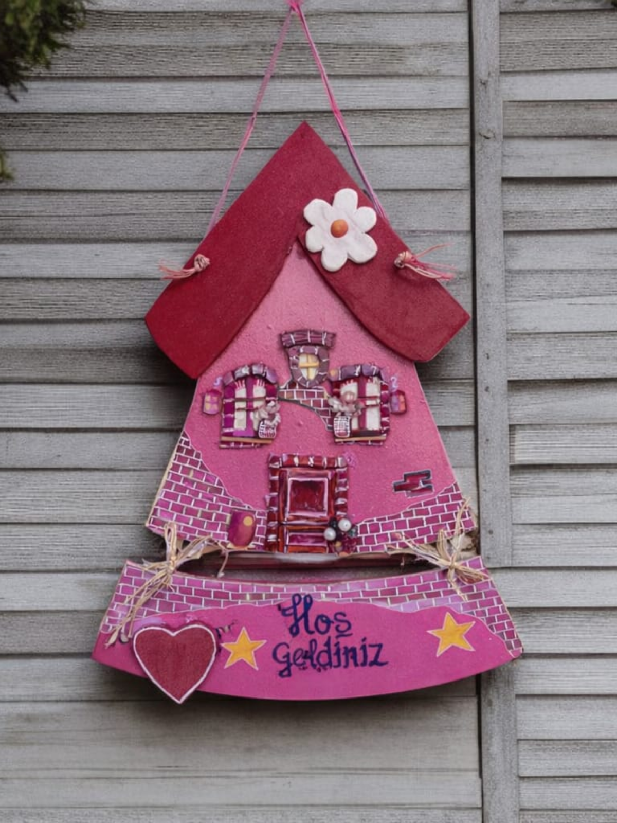 Şirin Pembe Ev “Hoş Geldiniz” Kapı Süsü