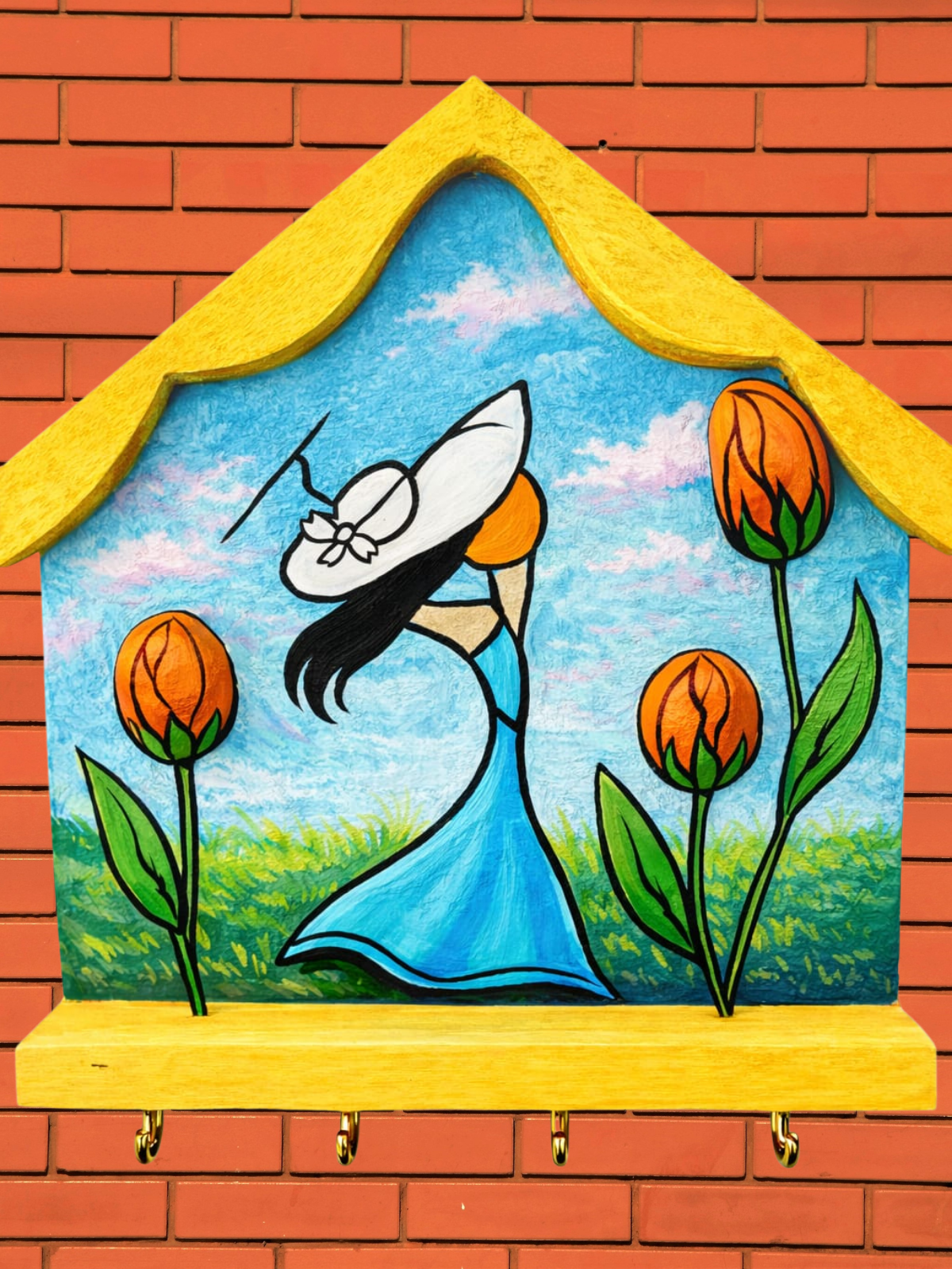 Rüzgarla Dans Eden Kadın Duvar Askılığı-Anahtarlık