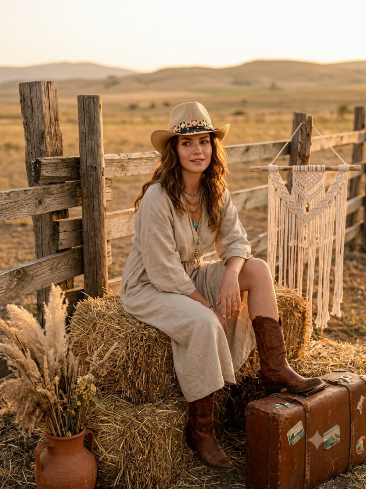 Midnight Nomad | El Yapımı Bohem Western Yaz Şapkası